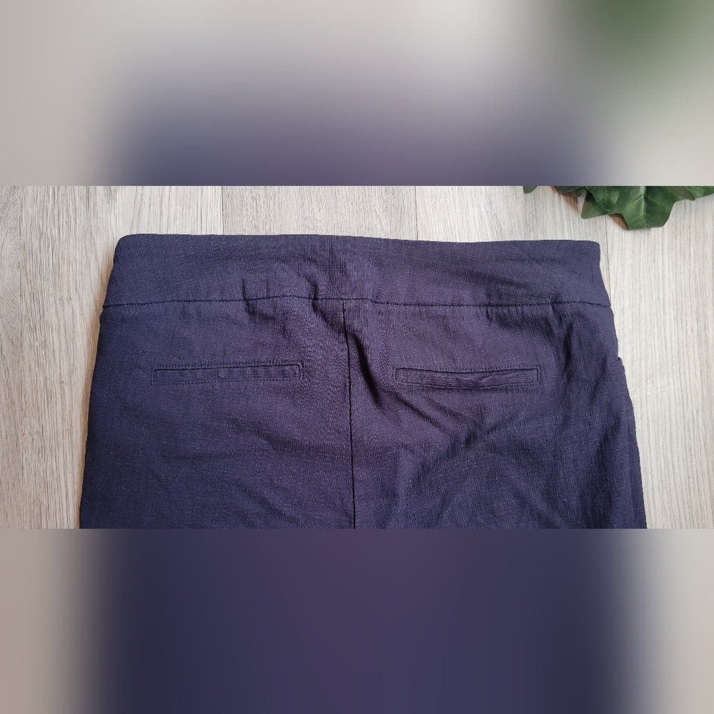 Hilary Radley Dark Navy Textured Cropped Pull-up Pants, Women's Small - Picture 11 of 14